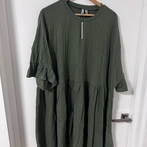 ASOS Curve Green Ruffle Sleeve Dress